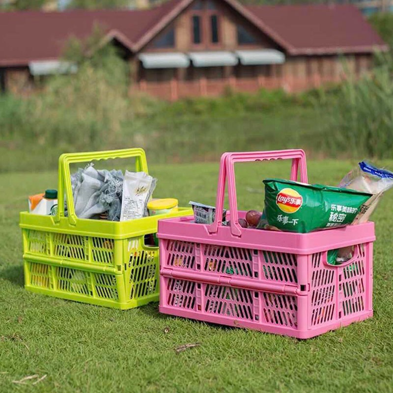 Folding storage basket