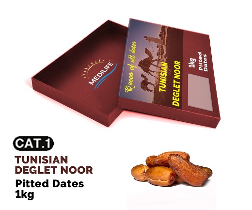 Pitted Dates 1kg Carton Box, Deglet Noor 