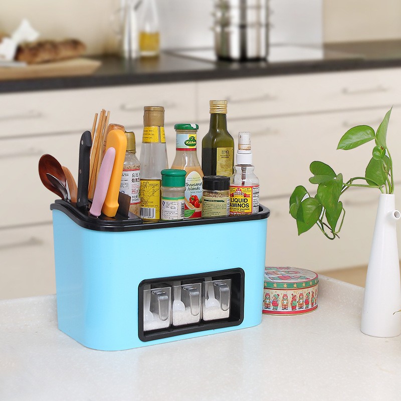 Kitchen seasoning box, oil, salt, sauce and vinegar, storage, storage, object rack, household daqo knife stand, kitchen utensils