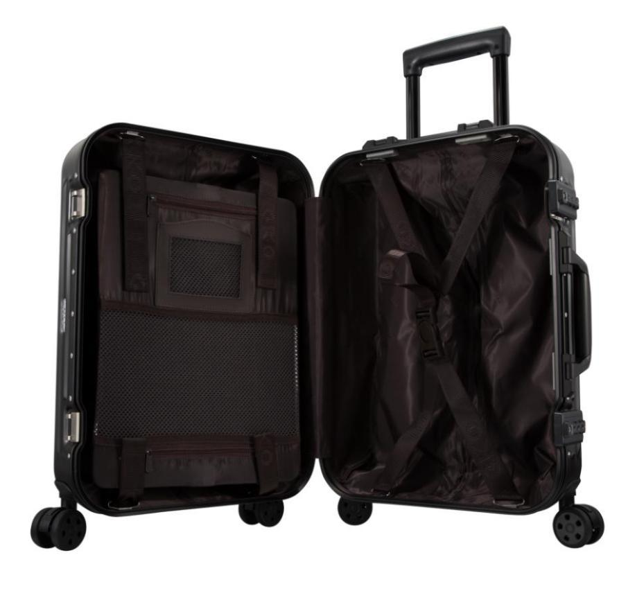 TSA customs lock fashion champagne gold one - piece aluminum magnesium alloy business trolley suitcase boarding luggage