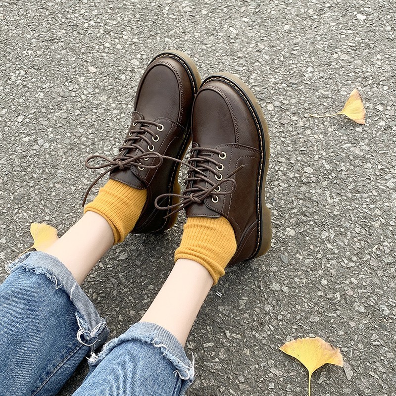 Fashionable joker flat bottom single shoe circle head four seasons soft bottom soft skin is contracted