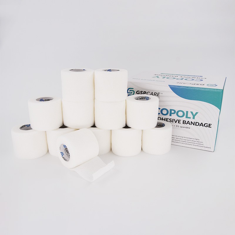 Jia-shi-times self-adhesive elastic bandage 2-inch-wide 12-roll suit, made of non-woven fabric, fixed and pressurized, easy to tear by hand, waterproof and sweatproof, comfortable and breathable, hypoallergenic and non-sticky