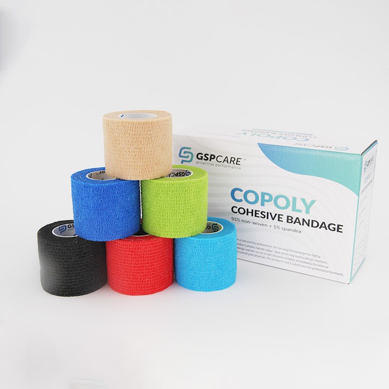 Jia-shi-times self-adhesive elastic bandage 2-inch-wide 6-roll set, made of non-woven fabric, fixed and pressurized, easy to tear by hand, waterproof and sweatproof, comfortable and breathable, hypoallergenic and non-sticky