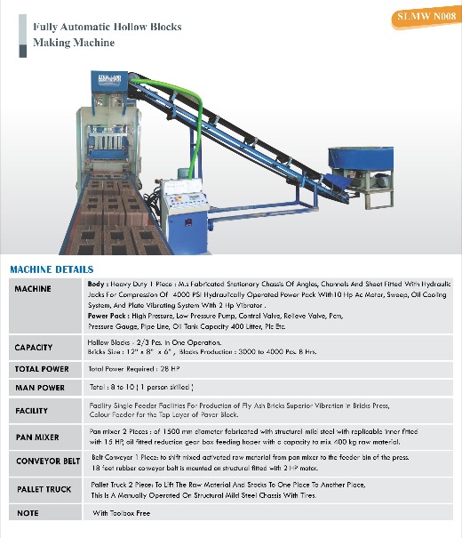 Automatic Hollow Block  Machine