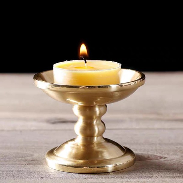 New copper candelabra for Buddha trumpet letless glazed butter lamp for household worship butter lamp holder